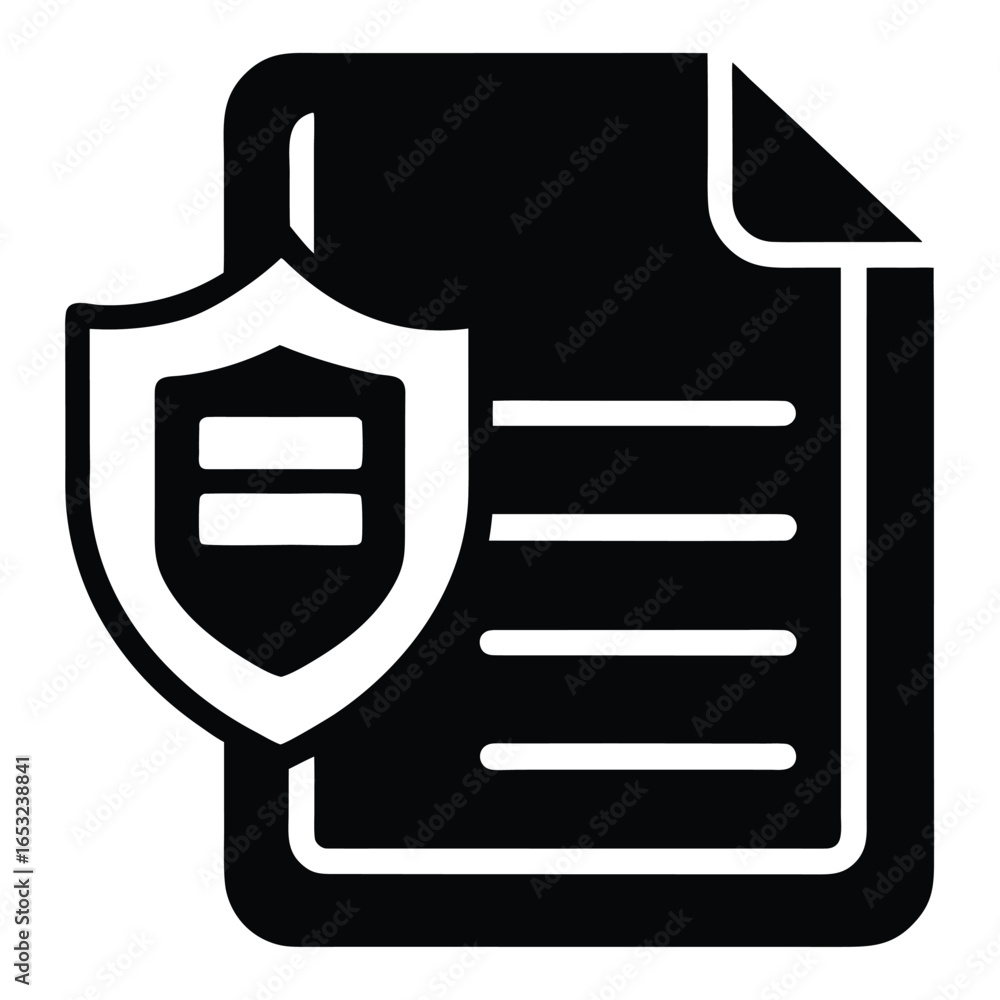Poster document security with shield icon isolated on white background