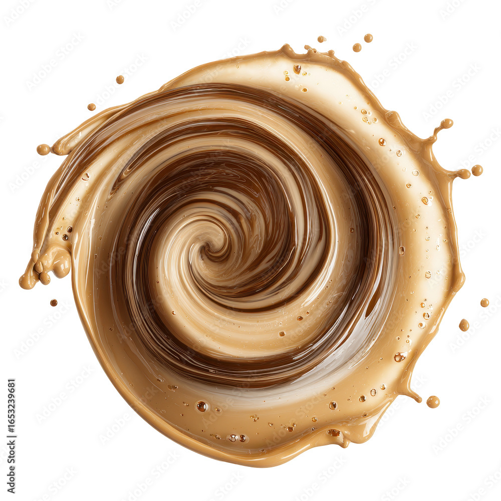 Aufkleber swirling mixture of brown paint creating a mesmerizing spiral pattern in a clean environment