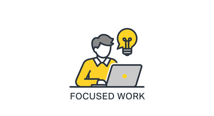 Illustration of a Focused Professional Working on a Laptop, Generating Innovative Ideas for Business Growth and Online Success