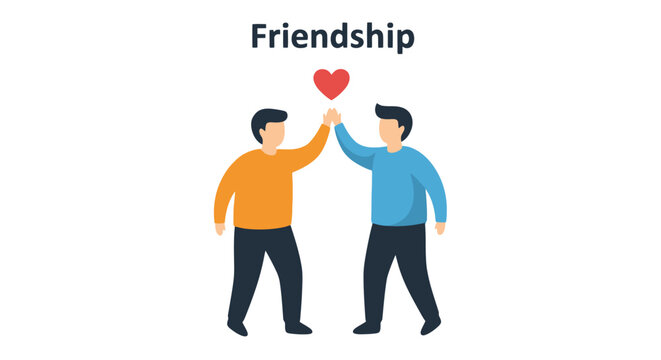 Two Friends High-Fiving with Heart Above, Illustrating Bonding and Support for Friendship Day Celebrations, Social Media, and Educational Content