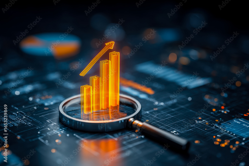 Aufkleber data analysis and growth visualization on a digital circuit board