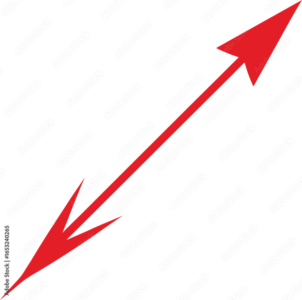 Poster red diagonal arrow indicating direction and progress isolated on white background