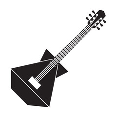 Black origami guitar icon music instrument. Vector black silhouette. with white background