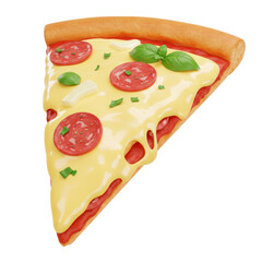 A delectable slice of pepperoni pizza, showcasing melted cheese and toppings.