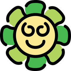Cartoon flower with a joyful expression, conveying happiness, positivity, and a cheerful mood
