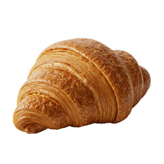 A single, golden-brown croissant, showcasing intricate layers and a rich texture, sits against a dark background.
