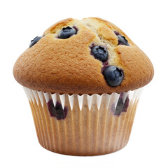 A delectable blueberry muffin is showcased against a black backdrop.