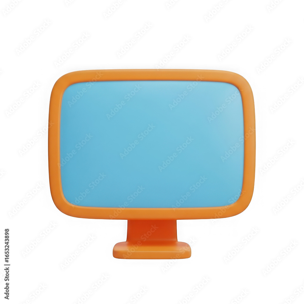 Poster a 3d rendered computer monitor with a bright blue screen isolated on transparent background