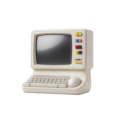 Retro vintage beige computer with monitor and keyboard design