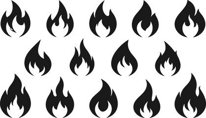 Fototapeta premium vector fire flame icon,simple and bold design, suitable for logo or tattoo, multiple shapes in variation pack