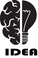 Brain and lightbulb combination symbolizing innovation and new ideas