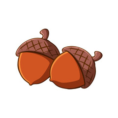 Autumn Acorns: A charming illustration showcases two detailed acorns. These iconic symbols of autumn, a delightful representation of nature's bounty.