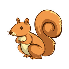  Playful Squirrel Illustration: A charming illustration of a squirrel, capturing its bushy tail and alert expression, ideal for conveying playfulness and woodland charm.