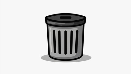 Gray Waste Bin with Lid - Recycling Icon, Isolated on White