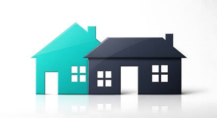 Two Stylized Houses Representing Real Estate Opportunities and Choices