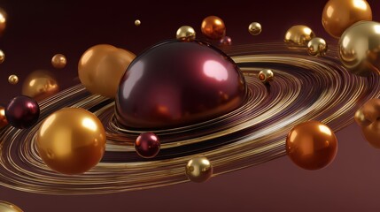 Obraz premium Abstract background with gold and burgundy spheres