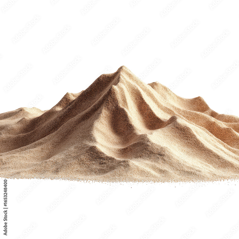 Poster Mound of fine sand displayed against a white background representing textures and forms in a creative presentation