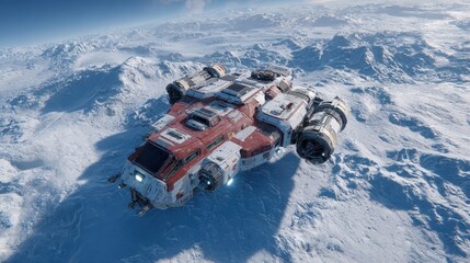 Spaceship Over Frozen Planet