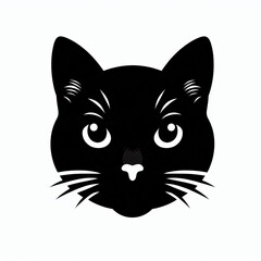 Obraz premium Stylized black cat face with big white eyes and whiskers