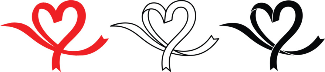 Obraz premium Heart ribbon vector illustration for valentine's day design