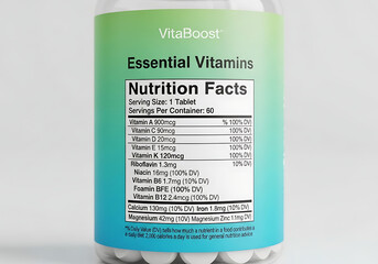 Editable Nutrition Facts Label Template in FDA Format, Vector Design on White Background, Clean Black and White Layout for Food Packaging, Supplements, and Product Branding.