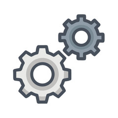Fototapeta premium Two interlocking gears isolated on transparent background