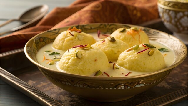 Ras malai Indian saffron milk dessert