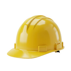 A bright yellow safety helmet is prominently displayed against a black background.