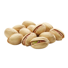 Close-up view of a cluster of pistachios, showcasing their light beige color and delicate shells.