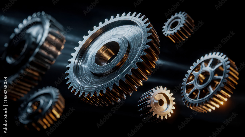 Poster precision engineering of interconnected gears in motion