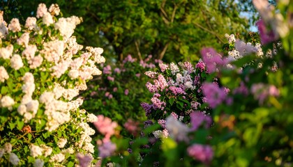 Obraz premium Lilac bushes in bloom, vibrant colors