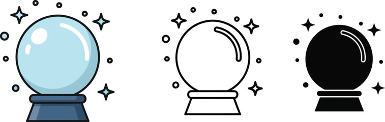 Crystal ball vector illustration fortune teller icon set