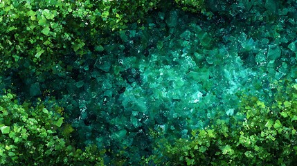 A vibrant, abstract painting of a green and blue abstract background with a mix of shapes and patterns, featuring a mix of green and blue hues.