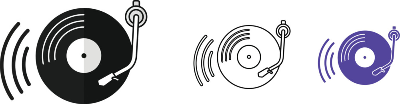 Vinyl record player illustration music turntable dj audio icon