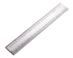 Transparent ruler with measurement markings isolated on transparent background