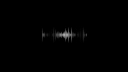 White sound wave equalizer graphic on black background audio waveform