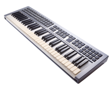 Electronic midi keyboard controller isolated on transparent background
