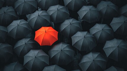 A Single Red Umbrella with Strong Visual Impact on a Solid Black Background for Unique and Creative Shots
