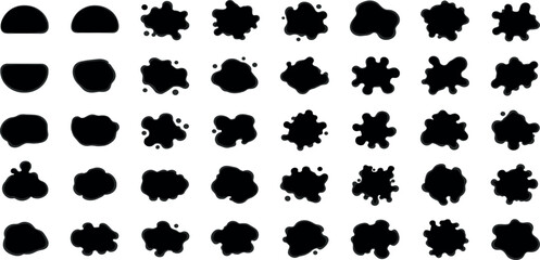 Collection of 30 Black Ink Splatter Shapes Perfect for Design Projects
