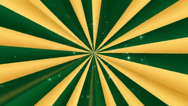 Golden and Green Radial Sunburst Animation - A vibrant animation featuring alternating golden and green rays emanating from the center, creating a dynamic sunburst pattern.