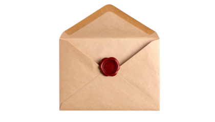 Envelope with Wax Seal PNG, Vintage Closed Letter, Transparent Background, Classic Mail and Antique Stationery Design
