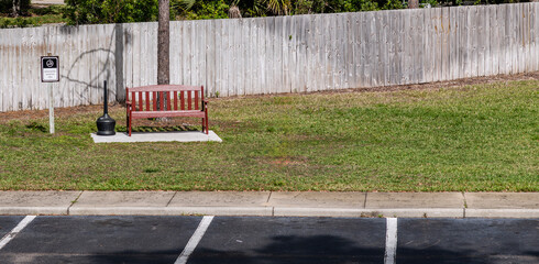 Smoking area with bench and ashtray