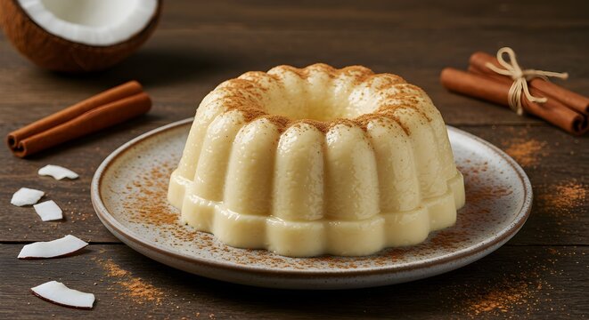 Tembleque Puerto Rican coconut pudding with cinnamon