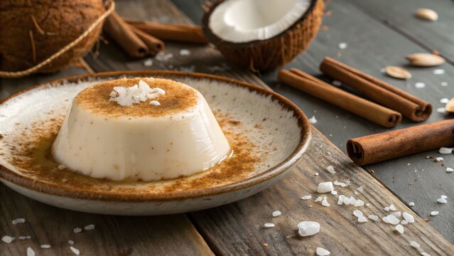 Tembleque Puerto Rican coconut pudding with cinnamon