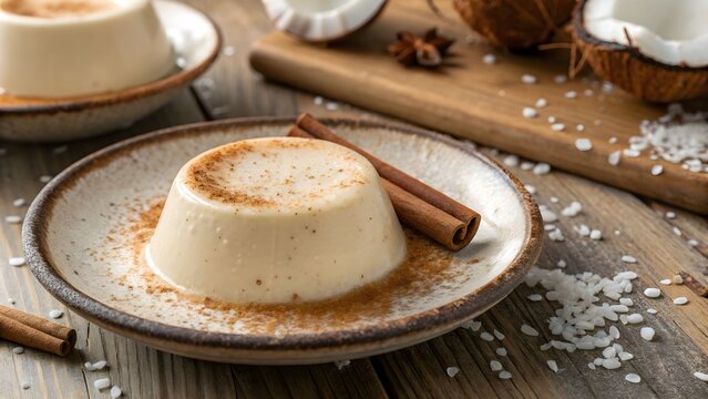 Tembleque Puerto Rican coconut pudding with cinnamon