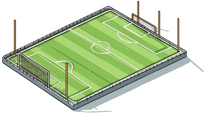 Isometric illustration of a soccer field.