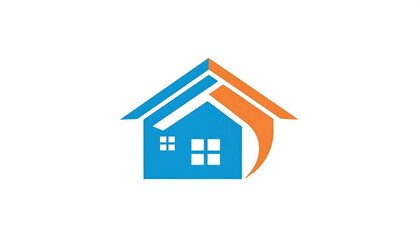 Abstract house logo, blue and orange