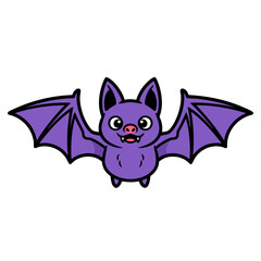 Obraz premium Playful cartoon vector character purple halloween bat flying creature illustration isolated