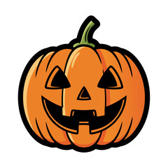 Cartoon halloween jack-o-lantern vector illustration with spooky carved face isolated