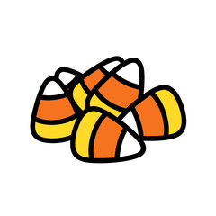 flat vector illustration of candy corn pile for halloween celebration design element